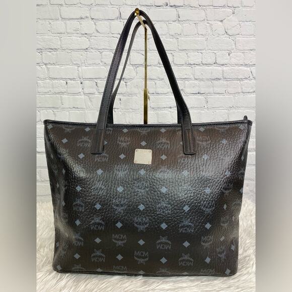 #MCM Visetos Anya Top Zip Shopper Tote Black - Picture 2 of 11